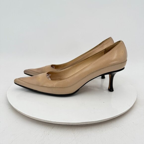 Jimmy Choo Women Size Eu 38 US 8 Creme brown Leather Pointed Toe Heel Shoes - Picture 1 of 12